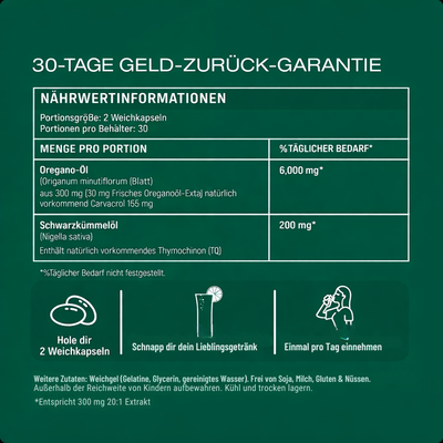 Oregano-Öl Magensaftresistente-Kapseln