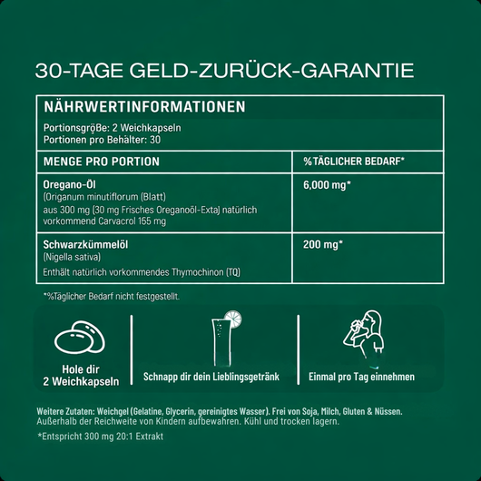 Oregano-Öl Magensaftresistente-Kapseln